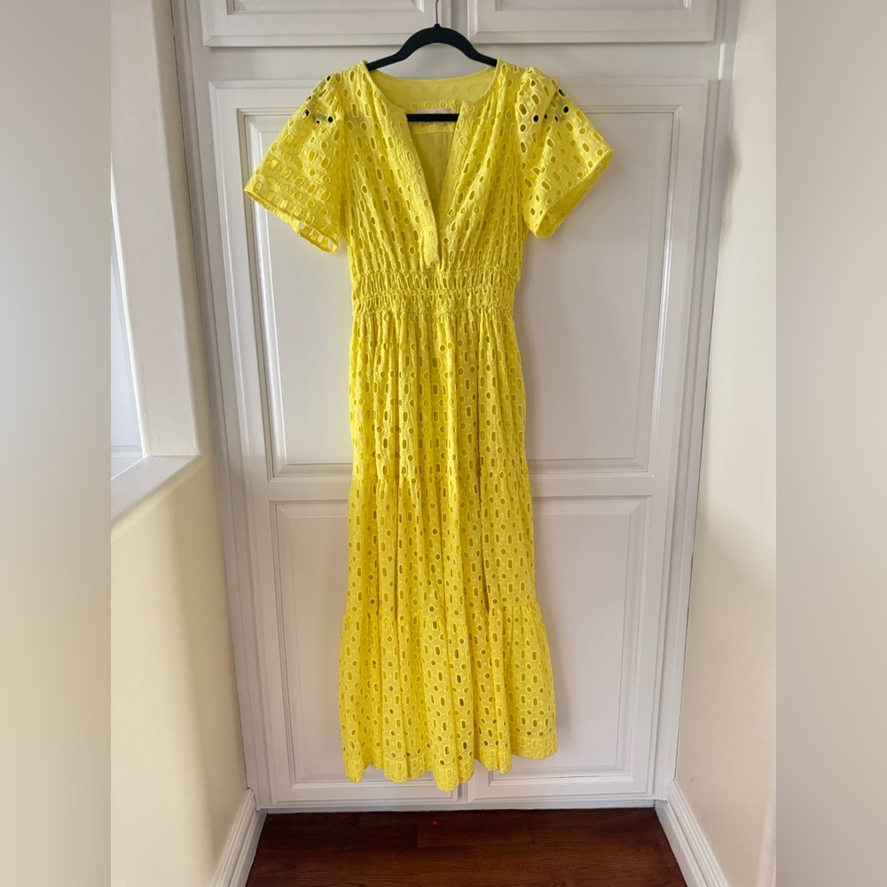 Anthropologie Somerset Yellow Eyelet Dress Size S